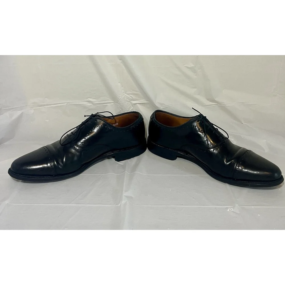 Allen Edmonds 9.5 B Mens Dress Shoes Hale Black Leather Brocade Oxfords ($425) - Picture 11 of 15